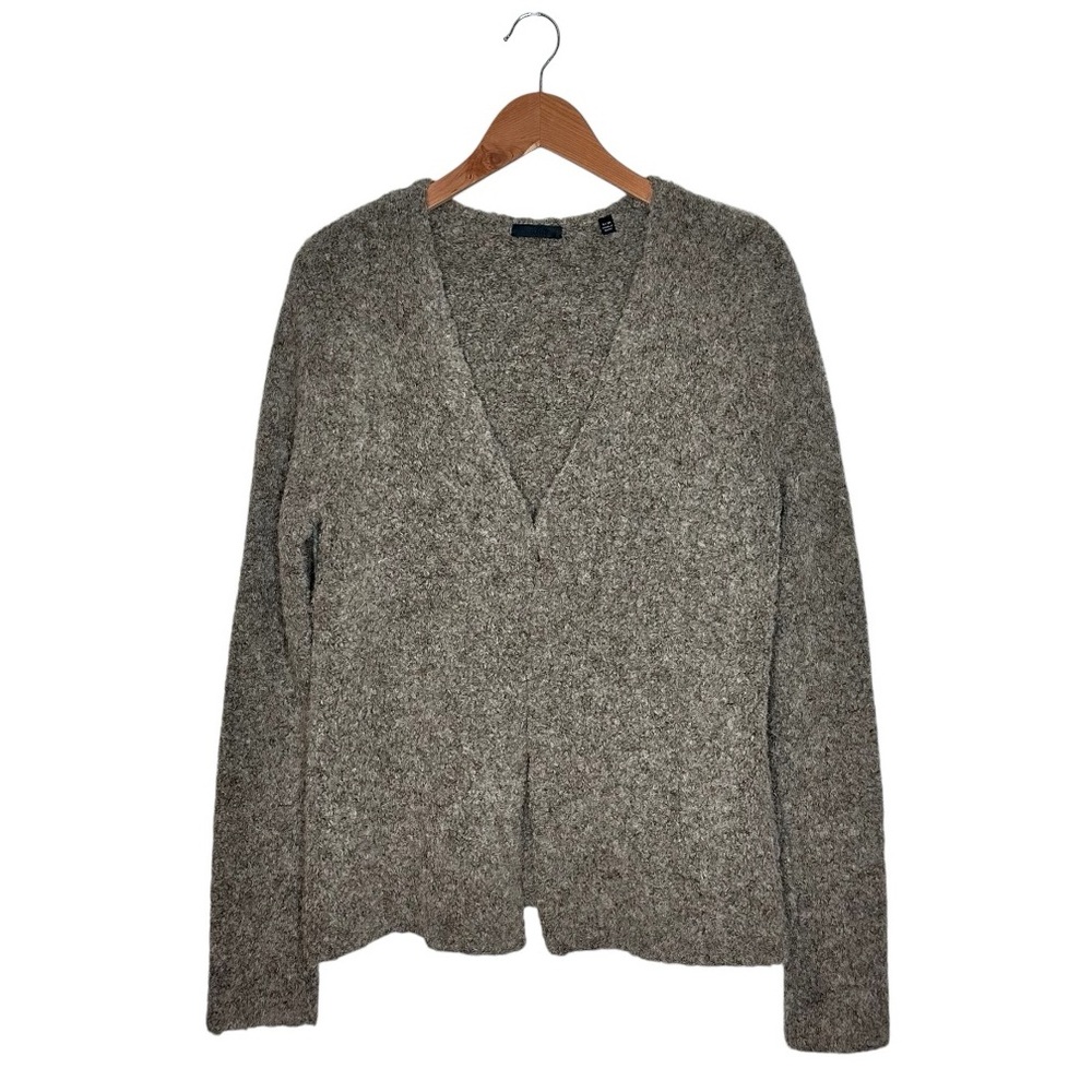 ATM Alpaca Wool Blend Chunky Cardigan Size Medium Brown Boucle
